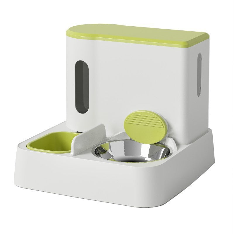 Automatic Pet Feeder With Integrated Water Dispenser Double Bowl
