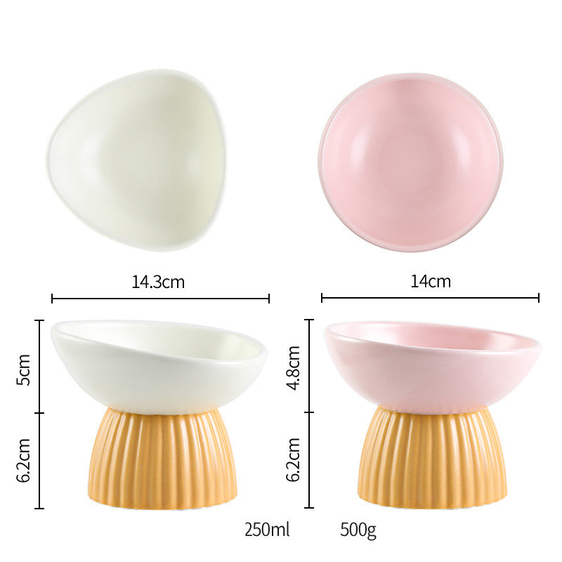 Ceramic Elevated Pet Bowl For Cervical Spine Protection