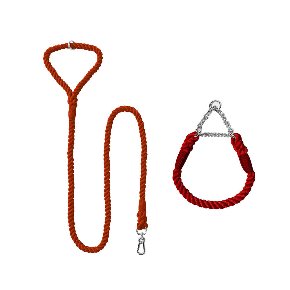 Woven Cotton Pet Leash And Collar Set For Daily Use