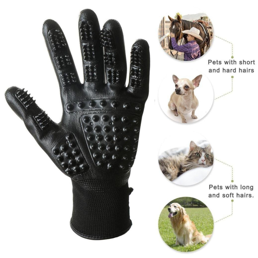 Pet Hair Grooming Glove with Soft Rubber for Shedding and Massage