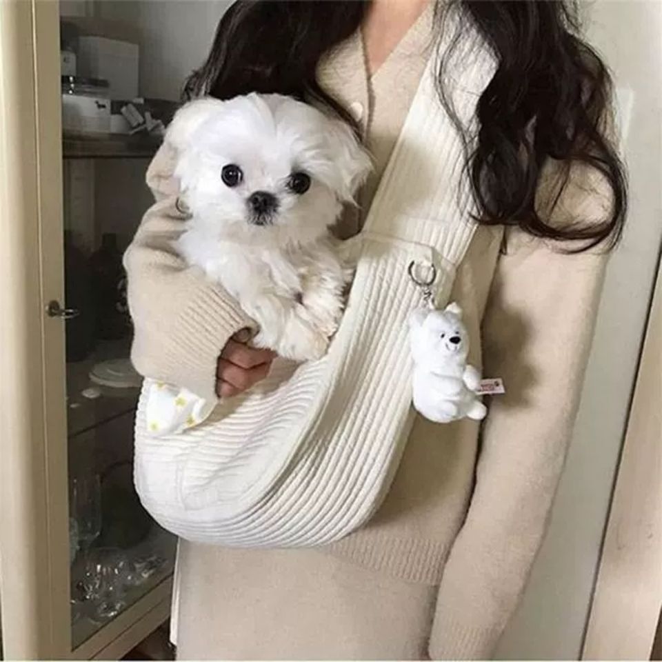 Handmade Canvas Pet Carrier Tote Bag With Breathable Design
