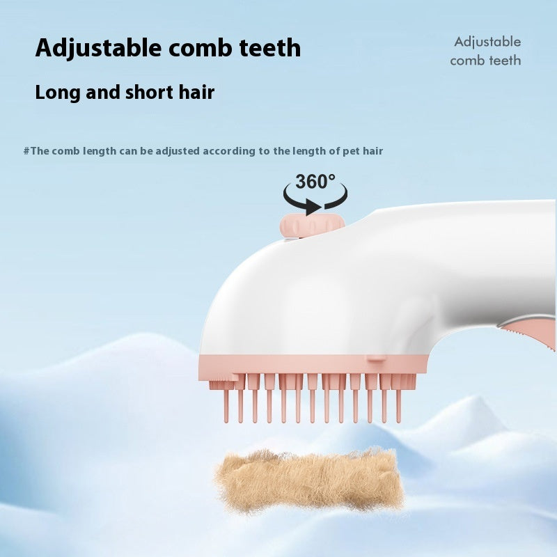 3 In 1 Steam Pet Grooming Brush With Adjustable Comb And Hair Removal