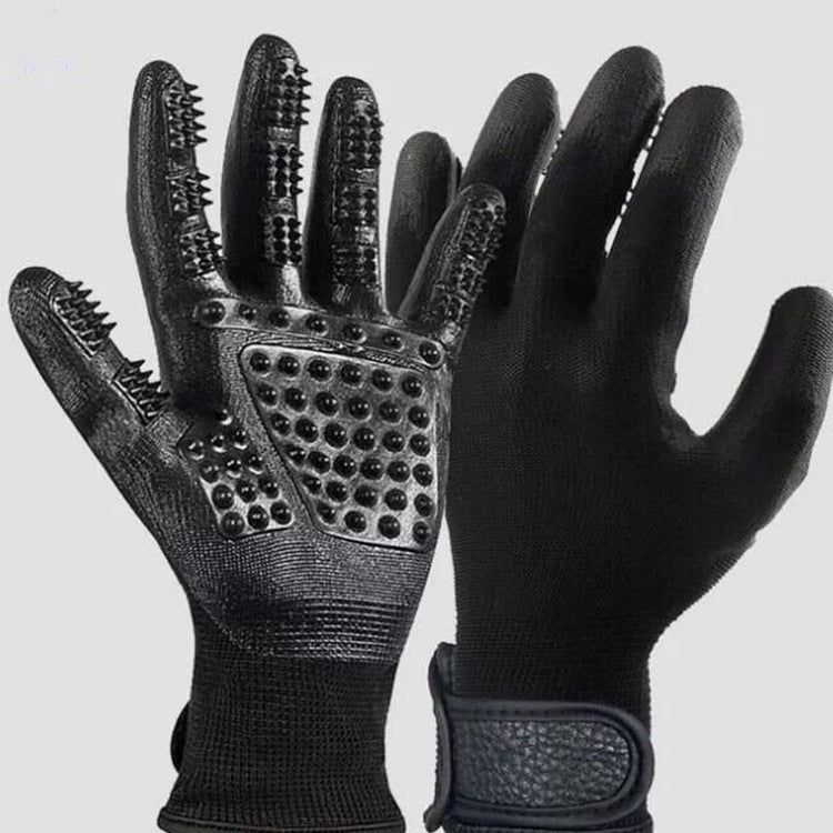 Pet Hair Grooming Glove with Soft Rubber for Shedding and Massage