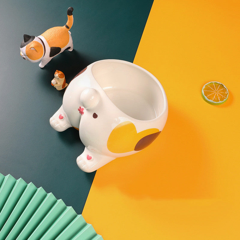 Ceramic Elevated Pet Bowl With Holder For Food And Water