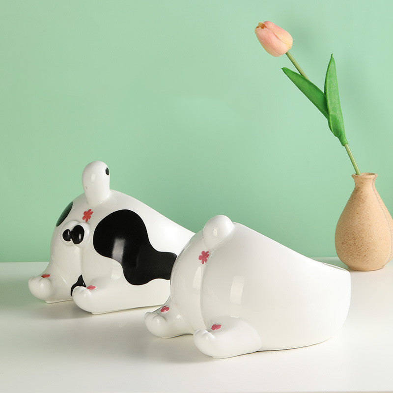 Ceramic Elevated Pet Bowl With Holder For Food And Water