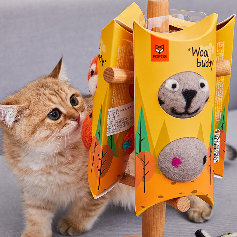 Colorful Felt Stretch Ball Pet Toy With Bell For Play