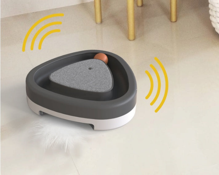 Smart Triangle Turntable Electric Pet Toy With Built In Scratcher
