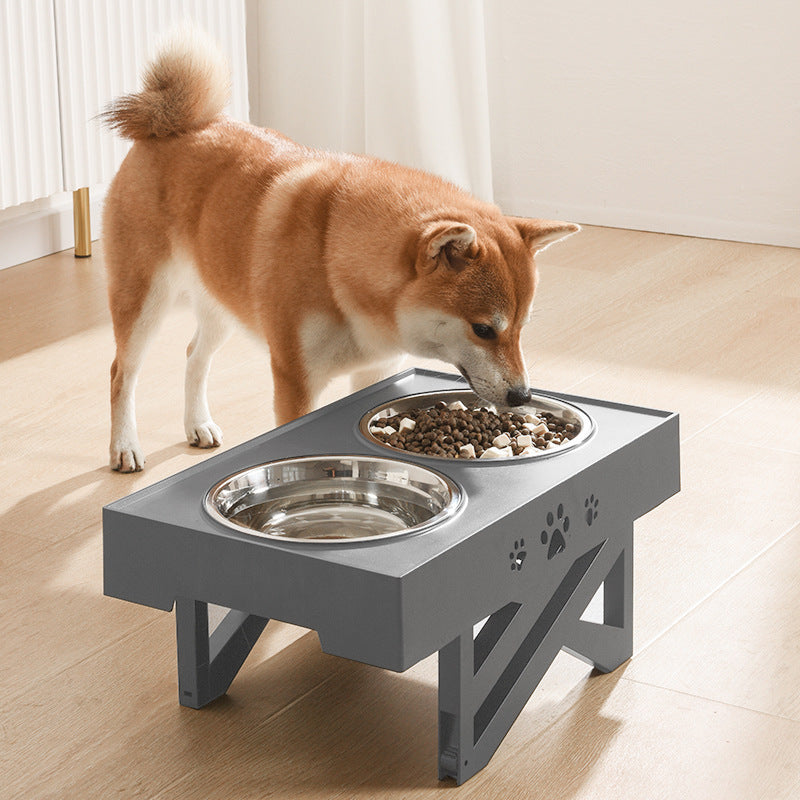 Adjustable Height Large Capacity Stainless Steel Pet Food Bowl