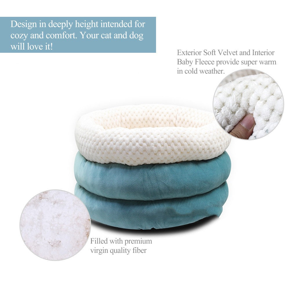 Semi-Closed Round Ice Velvet Pet Bed For Deep Comfortable Sleep