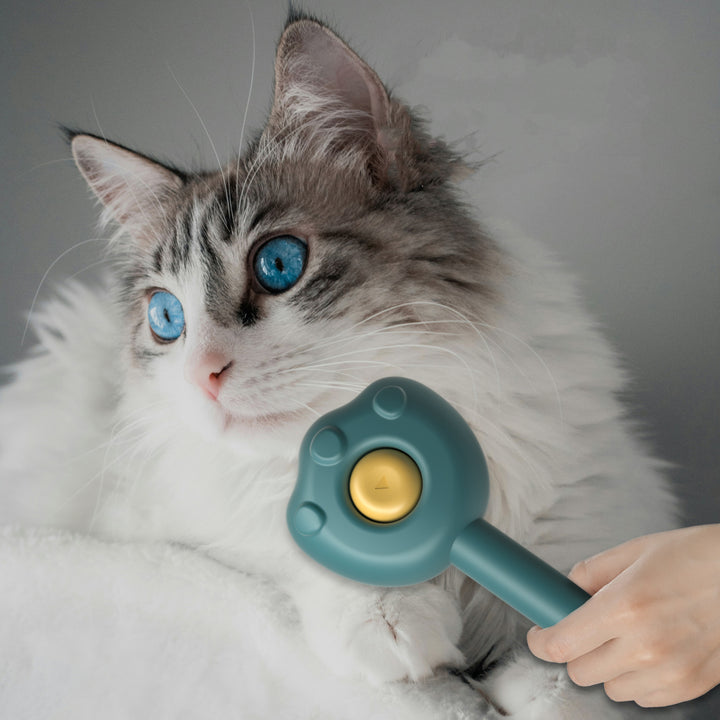 Pet Grooming Comb with Self-Cleaning Handle for Hair Removal