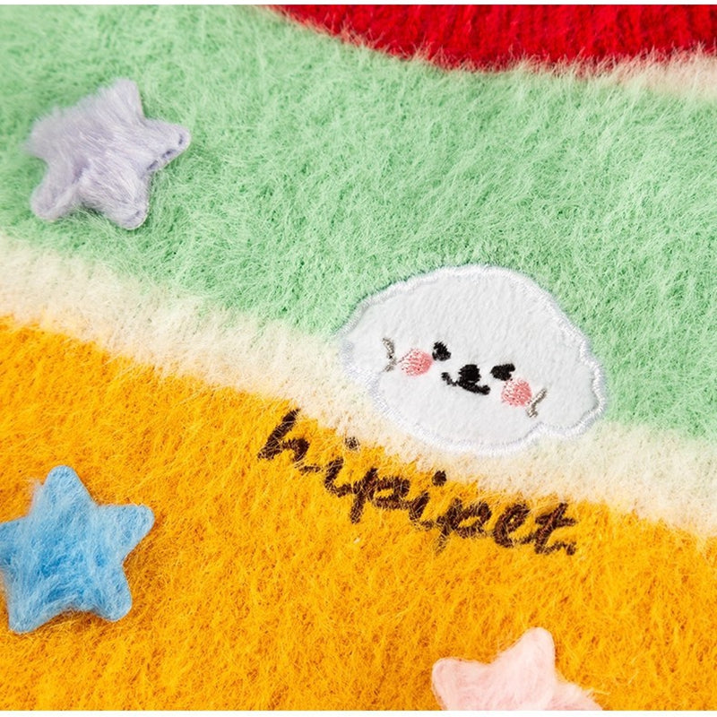Cartoon Star Striped Pet Sweater With Matching Owner Set