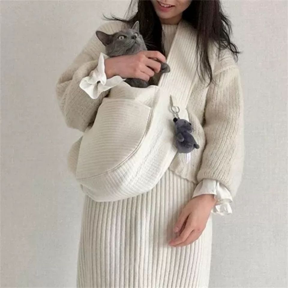 Handmade Canvas Pet Carrier Tote Bag With Breathable Design