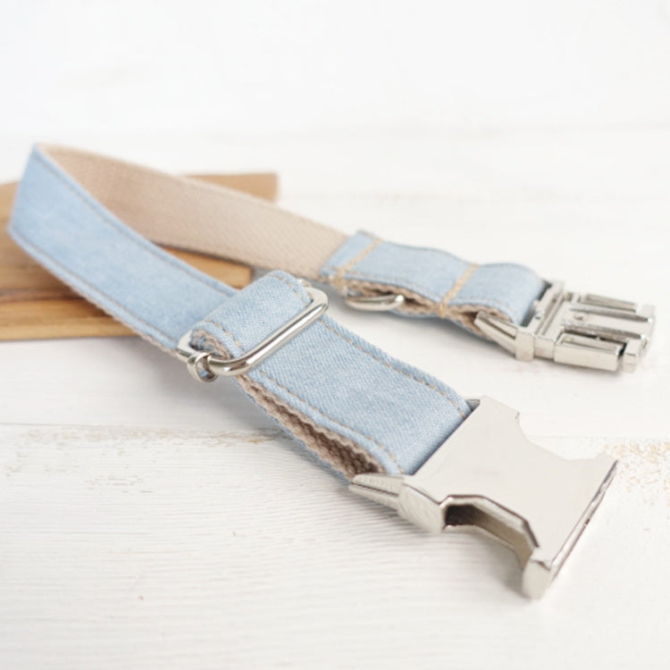Blue Denim Pet Leash With Durable Ring For Daily Walking