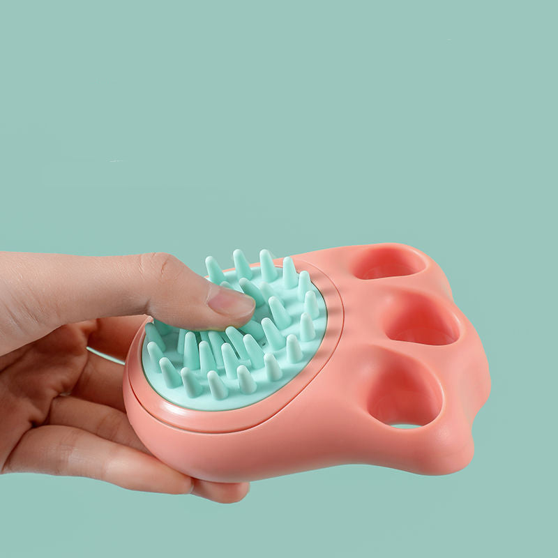 Pet Bath Brush with Claw Massage Comb for Grooming