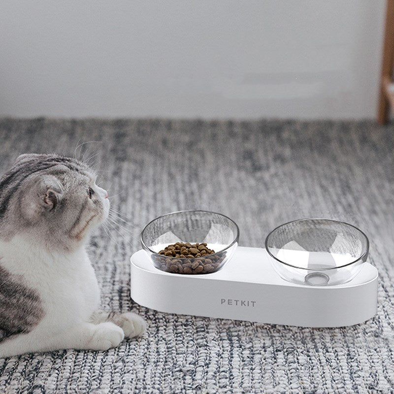 Adjustable Double Pet Bowl With Tilted Design For Food And Water