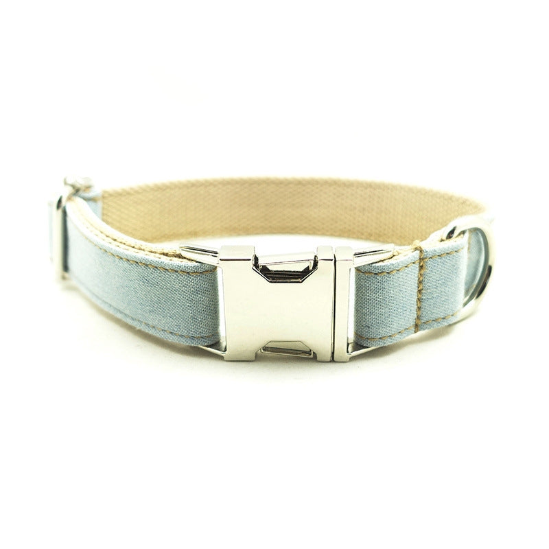 Blue Denim Pet Leash With Durable Ring For Daily Walking