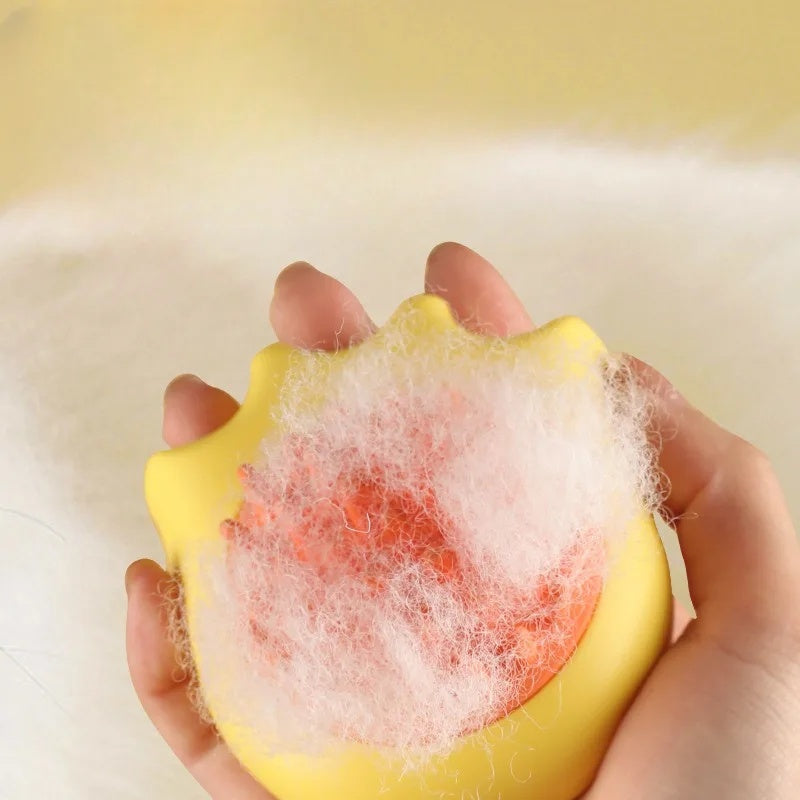 Pet Bath Brush with Massage Comb and Shampoo Dispenser for Grooming
