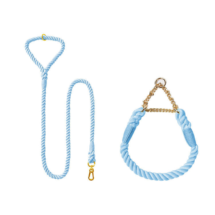 Woven Cotton Pet Leash And Collar Set For Daily Use