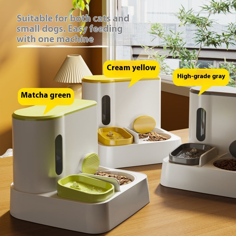 Automatic Pet Feeder With Integrated Water Dispenser Double Bowl