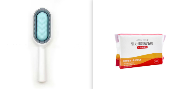 Pet Dematting Brush and Comb for Hair Removal with Collection Tank