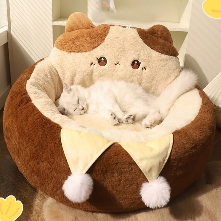Round Warm Soft Pet Bed Cushion For Deep Comfortable Sleep