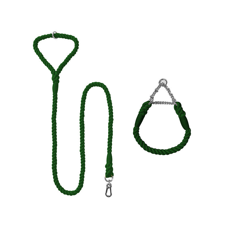Woven Cotton Pet Leash And Collar Set For Daily Use
