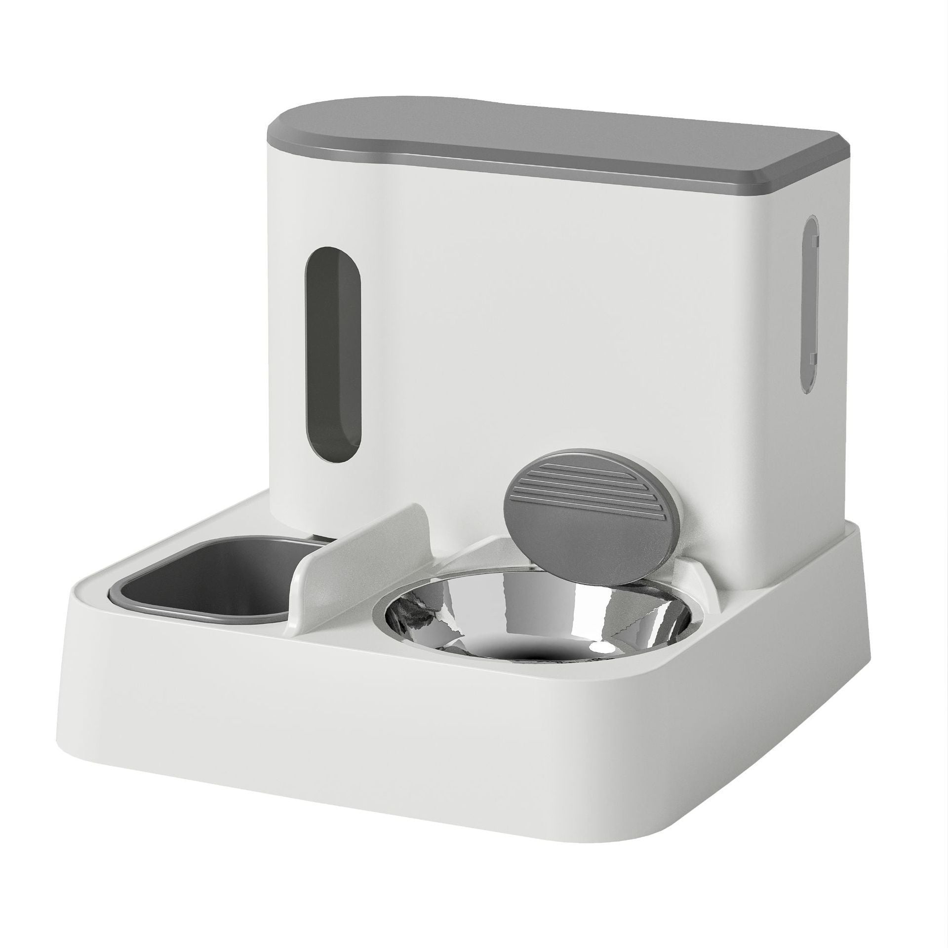 Automatic Pet Feeder With Integrated Water Dispenser Double Bowl
