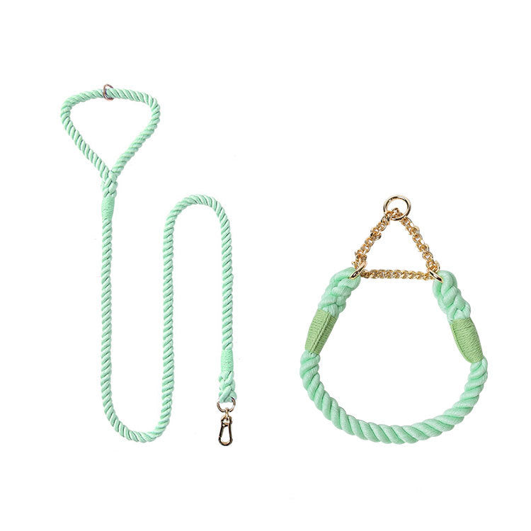 Woven Cotton Pet Leash And Collar Set For Daily Use