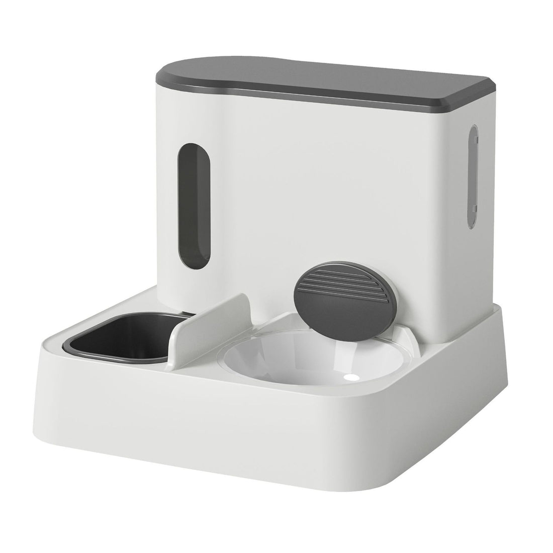 Automatic Pet Feeder With Integrated Water Dispenser Double Bowl