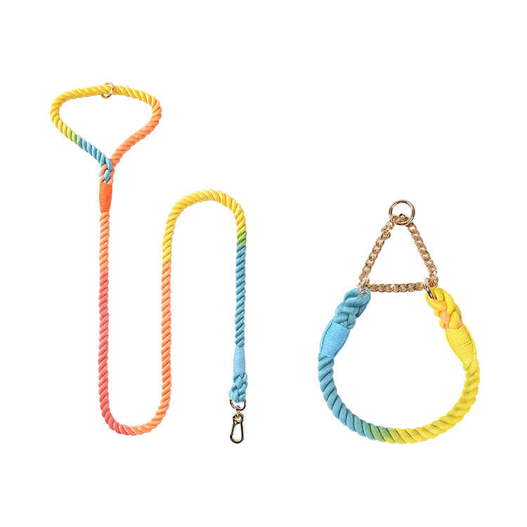 Woven Cotton Pet Leash And Collar Set For Daily Use