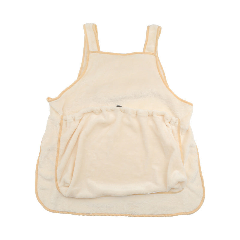 Plush Pet Carrier Apron With Chest Pocket For Outdoor Travel