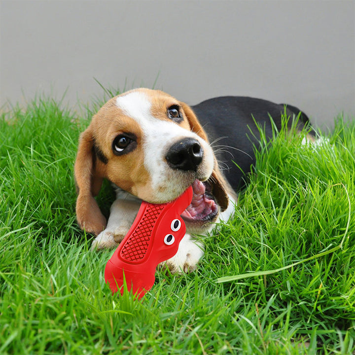Vocal Rugby Shaped Rubber Pet Toy For Teething And Chewing