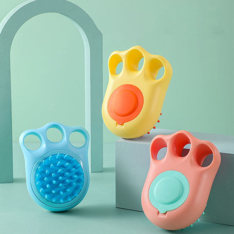 Pet Bath Brush with Claw Massage Comb for Grooming