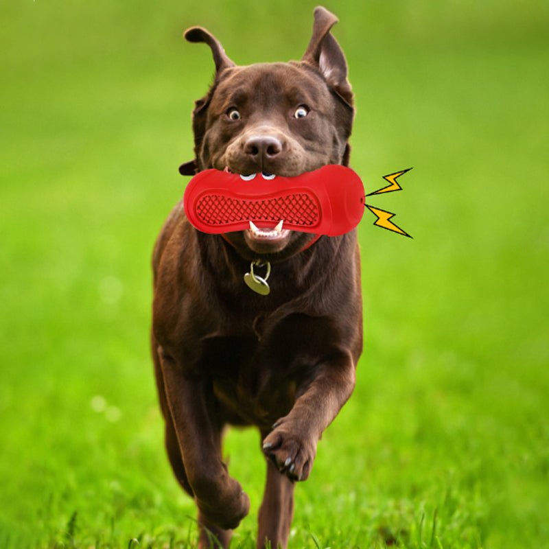 Vocal Rugby Shaped Rubber Pet Toy For Teething And Chewing