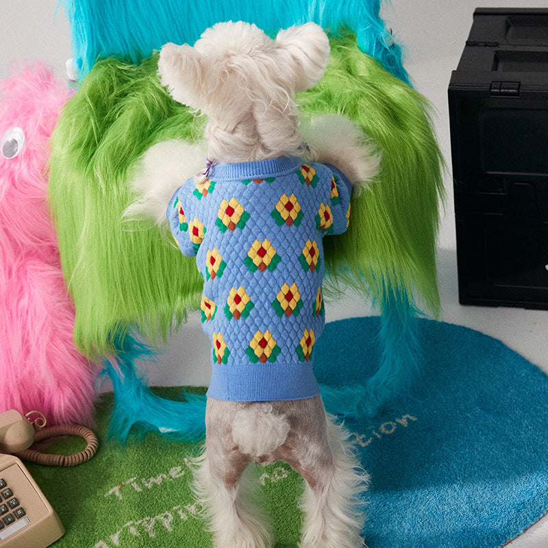Small Floral Pet Sweater Cardigan For Stylish Everyday Wear