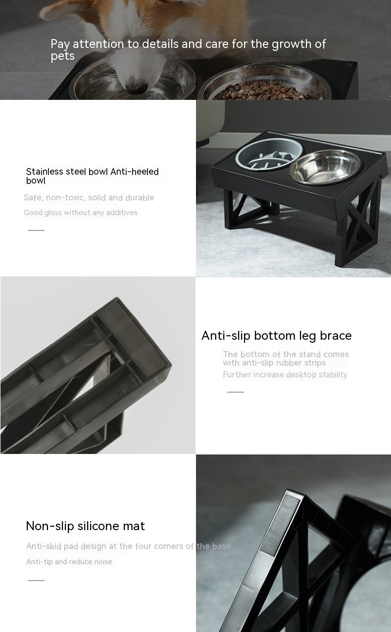 Adjustable Elevated Stainless Steel Pet Slow Feeder Bowl