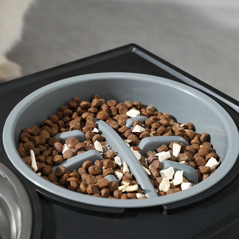 Adjustable Elevated Stainless Steel Pet Slow Feeder Bowl