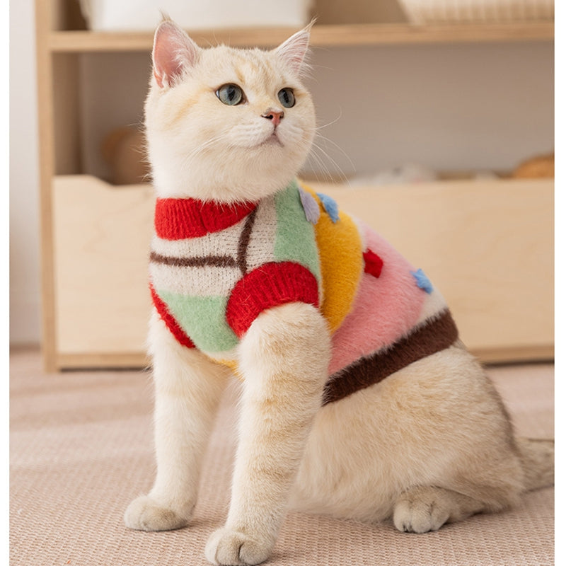 Cartoon Star Striped Pet Sweater With Matching Owner Set