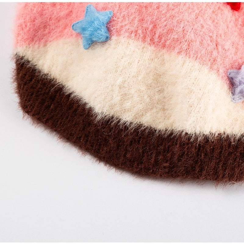 Cartoon Star Striped Pet Sweater With Matching Owner Set