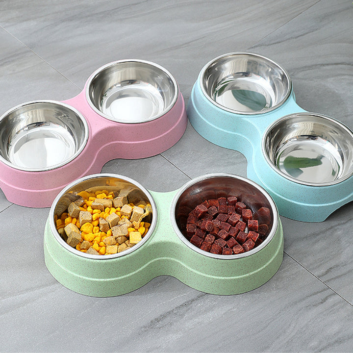 Double Stainless Steel Pet Feeding Bowls For Food And Water