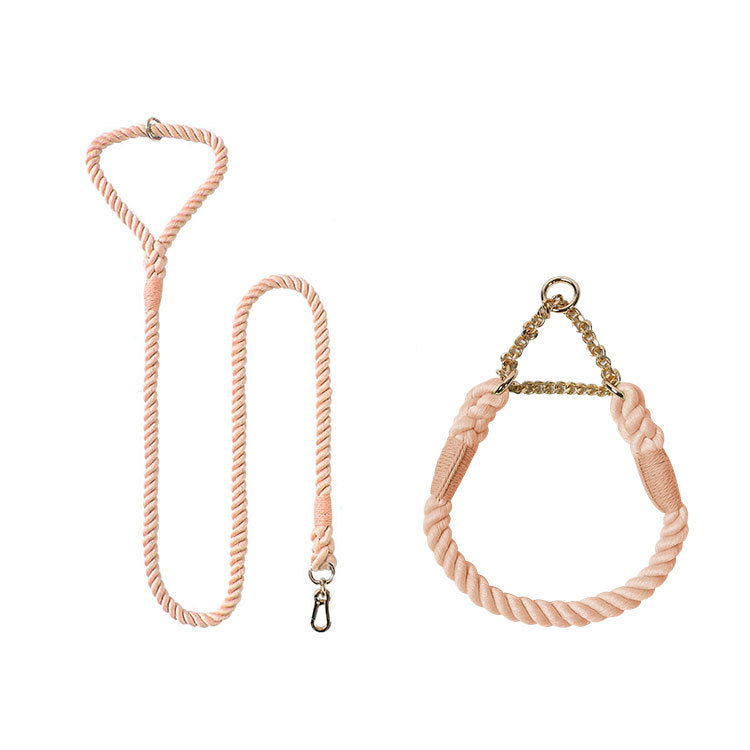 Woven Cotton Pet Leash And Collar Set For Daily Use