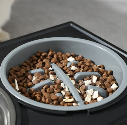 Adjustable Elevated Stainless Steel Pet Slow Feeder Bowl