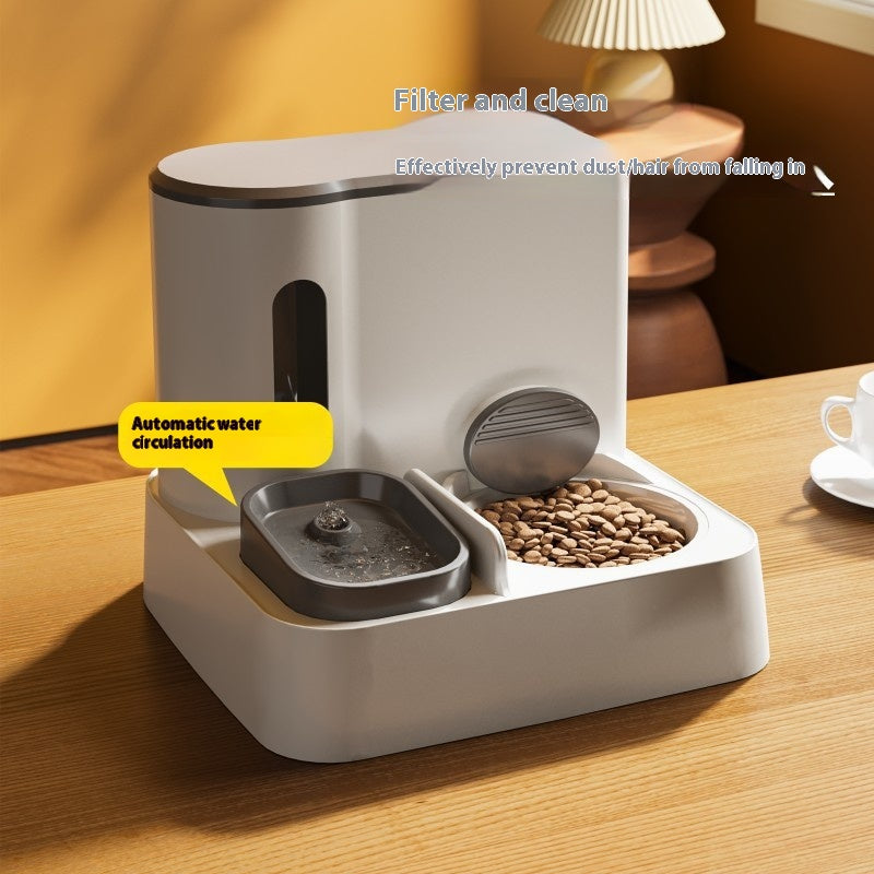 Automatic Pet Feeder With Integrated Water Dispenser Double Bowl