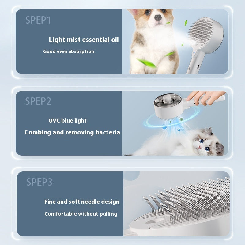 Self Cleaning Steam Pet Grooming Brush For Hair Removal