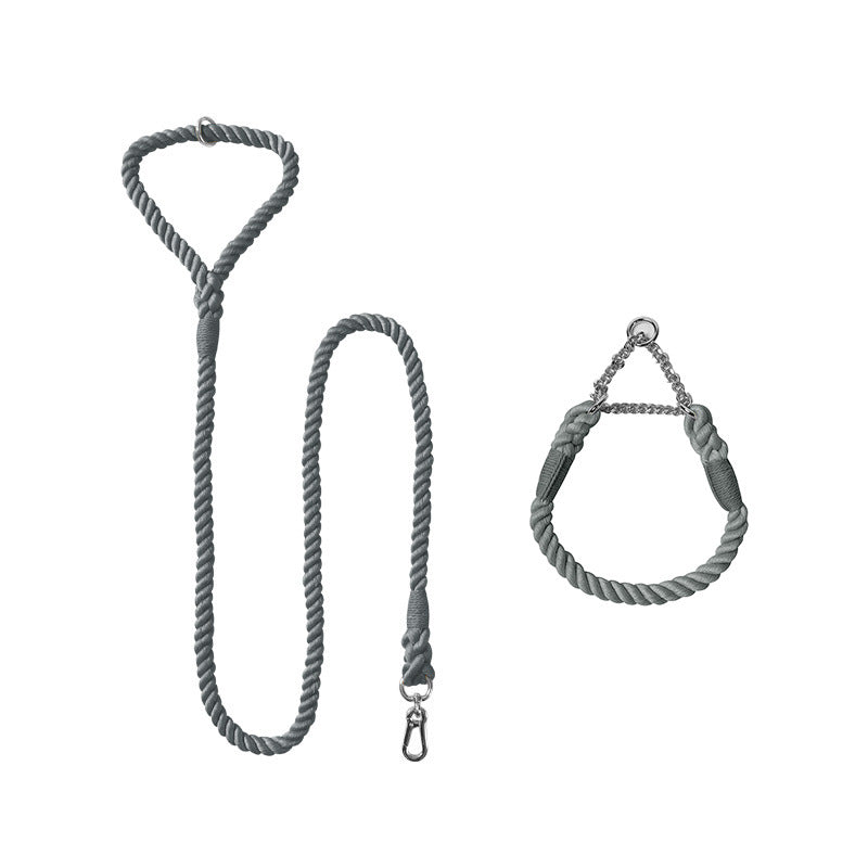 Woven Cotton Pet Leash And Collar Set For Daily Use