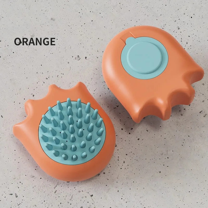 Pet Bath Brush with Massage Comb and Shampoo Dispenser for Grooming