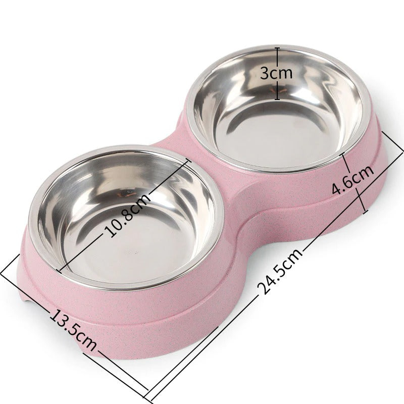 Double Stainless Steel Pet Feeding Bowls For Food And Water