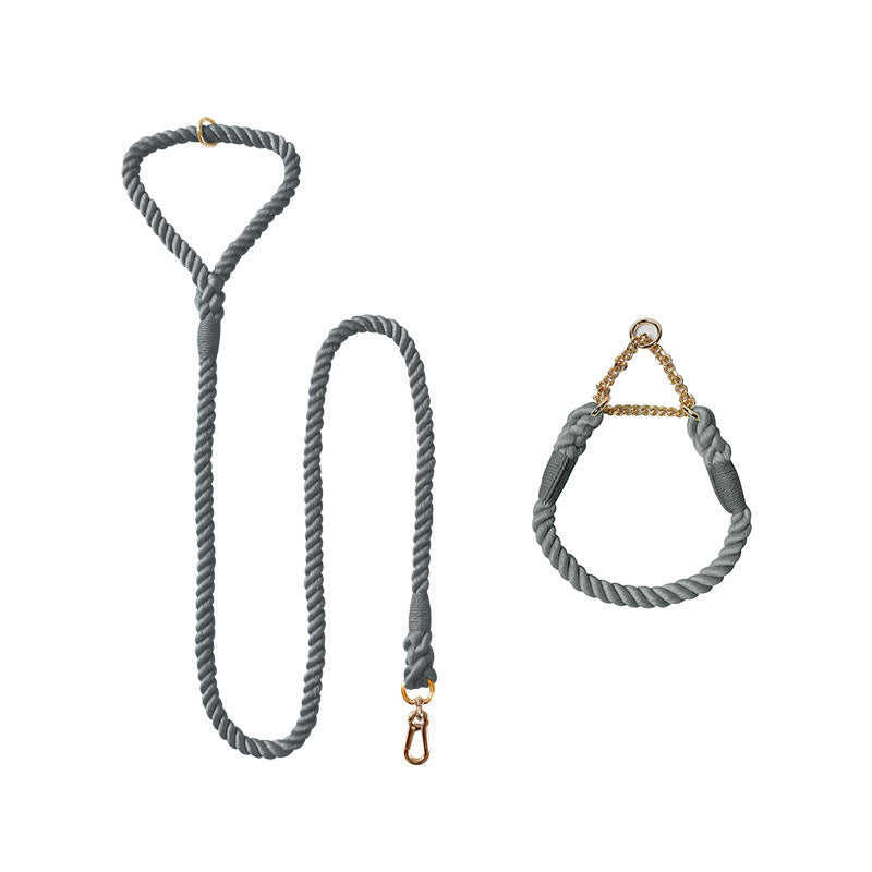 Woven Cotton Pet Leash And Collar Set For Daily Use