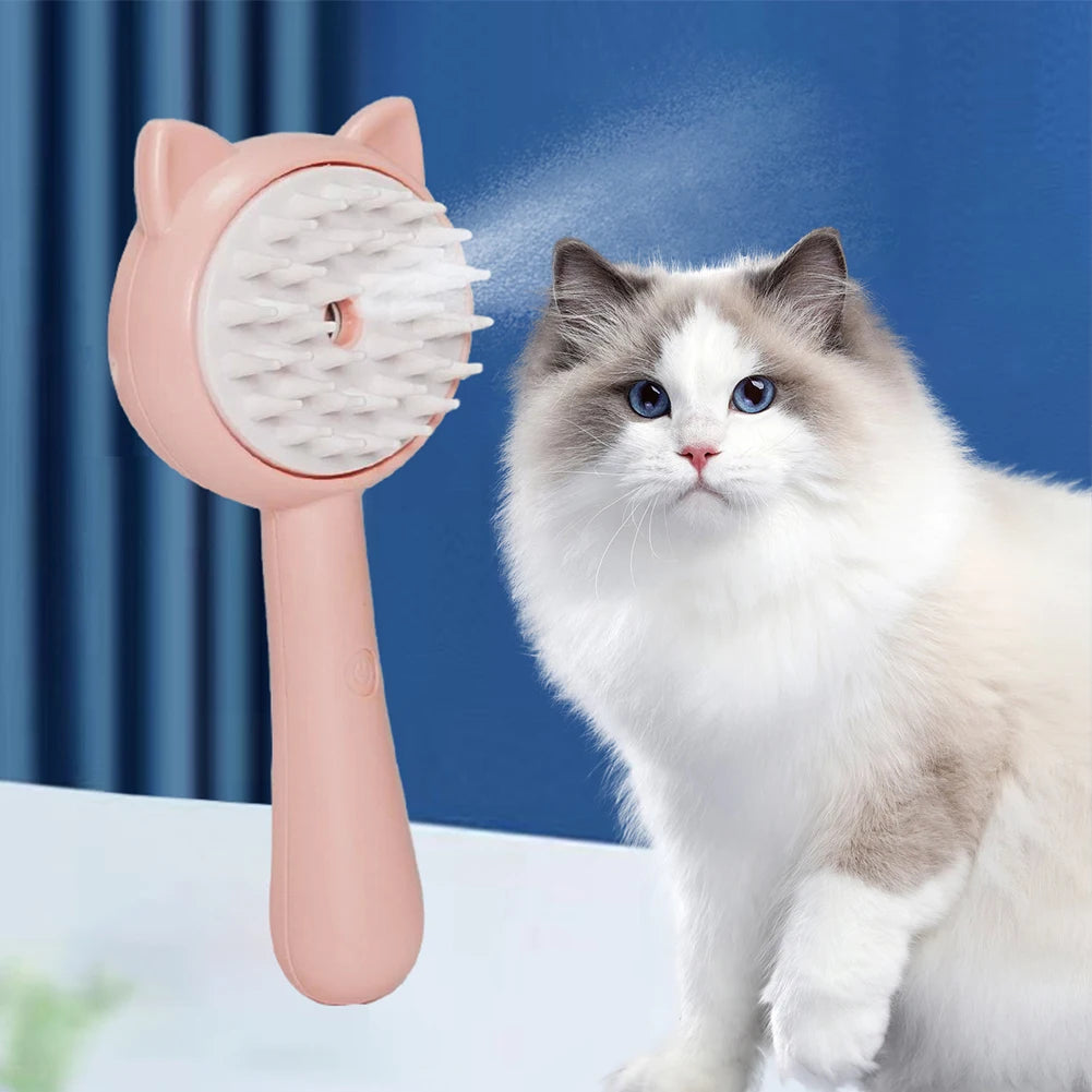 Multifunctional Pet Grooming Brush with Mist and Self-Cleaning Function