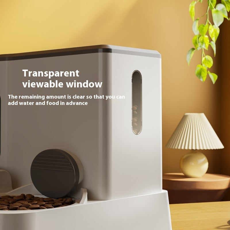 Automatic Pet Feeder With Integrated Water Dispenser Double Bowl